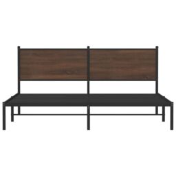 Berkfield Home Metal Bed Frame without Mattress Brown Oak 160x200 cm - thumbnail 5