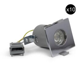 SE Home 10 PACK - Polished Chrome GU10 Square Fire Rated Downlight - IP65 in Silver - thumbnail 3
