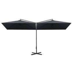 Berkfield Home Double Garden Parasol with Steel Pole Anthracite 600x300 cm in Black - thumbnail 3