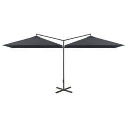 Berkfield Home Double Garden Parasol with Steel Pole Anthracite 600x300 cm in Black - thumbnail 2