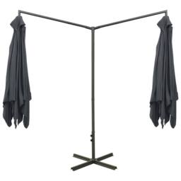 Berkfield Home Double Garden Parasol with Steel Pole Anthracite 600x300 cm in Black - thumbnail 4
