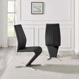 FurnitureboxUK Giovani 6-Seater Grey Glass Dining Table & 6 Willow Faux Leather Dining Chairs in Black - thumbnail 5