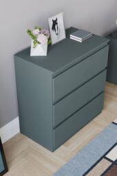 Home Discount Vida Designs Denver 3 Drawer Chest of Drawers Storage in Green - thumbnail 4