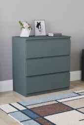 Home Discount Vida Designs Denver 3 Drawer Chest of Drawers Storage in Green - thumbnail 1