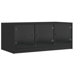 Berkfield Home Coffee Table with Glass Doors Black 102x50x42 cm - Size: 102 x 50 x 42 cm - thumbnail 2