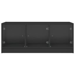 Berkfield Home Coffee Table with Glass Doors Black 102x50x42 cm - Size: 102 x 50 x 42 cm - thumbnail 6