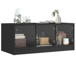 Berkfield Home Coffee Table with Glass Doors Black 102x50x42 cm - Size: 102 x 50 x 42 cm - thumbnail 4