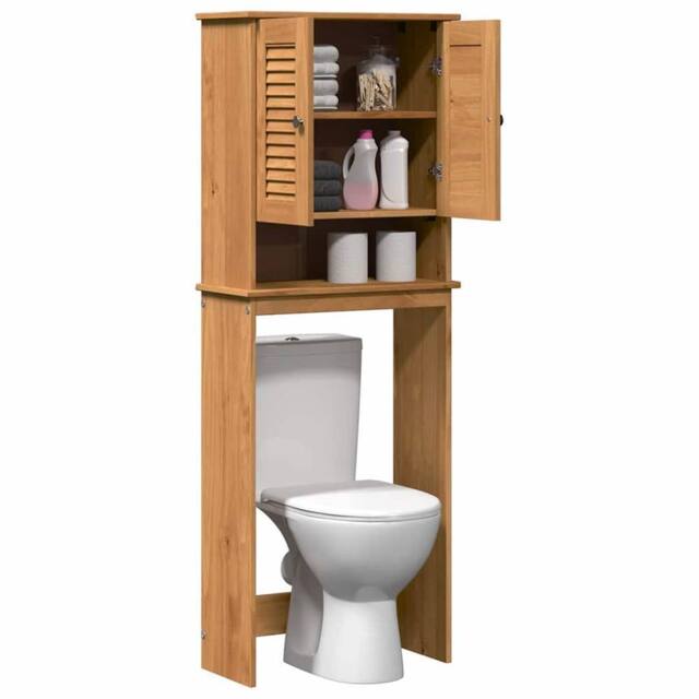 Berkfield Home Toilet Cabinet Honey brown 60 x 27 x 161 cm Solid pine wood - image 1