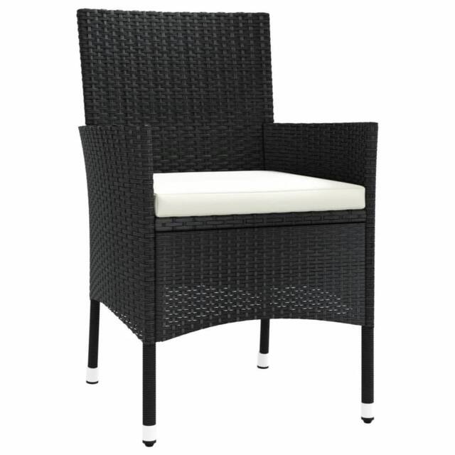 Berkfield Home Beautiful Garden Chairs with Cushions 2 pcs Black Poly Rattan - image 1