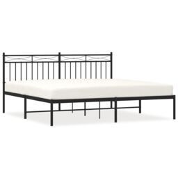 Berkfield Home Metal Bed Frame with Headboard Black 180x200 cm Super King - thumbnail 2