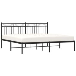 Berkfield Home Metal Bed Frame with Headboard Black 180x200 cm Super King - thumbnail 3