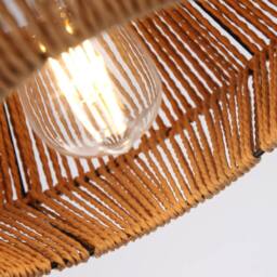 NIVOR 1 - Light Natural Boho Woven Rattan Pendant Adjustable E27 Chandelier in Brown - thumbnail 8