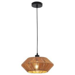 NIVOR 1 - Light Natural Boho Woven Rattan Pendant Adjustable E27 Chandelier in Brown - thumbnail 3