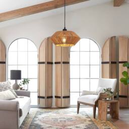 NIVOR 1 - Light Natural Boho Woven Rattan Pendant Adjustable E27 Chandelier in Brown - thumbnail 7