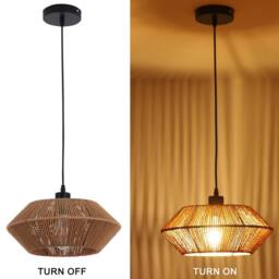 NIVOR 1 - Light Natural Boho Woven Rattan Pendant Adjustable E27 Chandelier in Brown - thumbnail 4