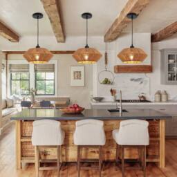 NIVOR 1 - Light Natural Boho Woven Rattan Pendant Adjustable E27 Chandelier in Brown - thumbnail 5