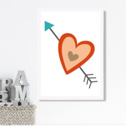 ARTZE Tribal Orange Heart & Arrow Framed Print SIZE: A2 with White Frame - Size: A4 - thumbnail 2