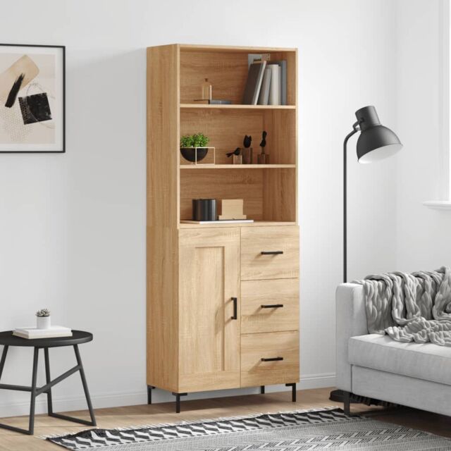 Berkfield Home Highboard Sonoma Oak 69.5x34x180 cm Engineered Wood in Brown - image 1