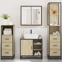 Berkfield Home 4¬†Piece Bathroom Furniture Set¬†Sonoma Oak Engineered Wood in Brown - thumbnail 4
