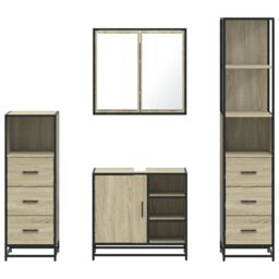 Berkfield Home 4¬†Piece Bathroom Furniture Set¬†Sonoma Oak Engineered Wood in Brown - thumbnail 5