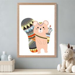 ARTZE Brown Squirrel Tribal Animal Framed Print SIZE: A2 with Oak Frame - Size: A4 - thumbnail 2