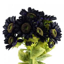 Leaf Pack of 6 x 88cm Purple Artificial Sunflower 18 heads Premium - Size: 6 x 88 cm - thumbnail 3