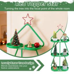 Costway Christmas Plant Stand 3-Tier Tree-Shaped Side Table in Green - thumbnail 4
