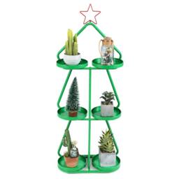 Costway Christmas Plant Stand 3-Tier Tree-Shaped Side Table in Green - thumbnail 3