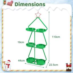 Costway Christmas Plant Stand 3-Tier Tree-Shaped Side Table in Green - thumbnail 2