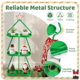 Costway Christmas Plant Stand 3-Tier Tree-Shaped Side Table in Green - thumbnail 6