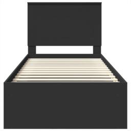 Berkfield Home Bed Frame with Headboard Black 90 x 190 cm Solid Pine Wood - thumbnail 7