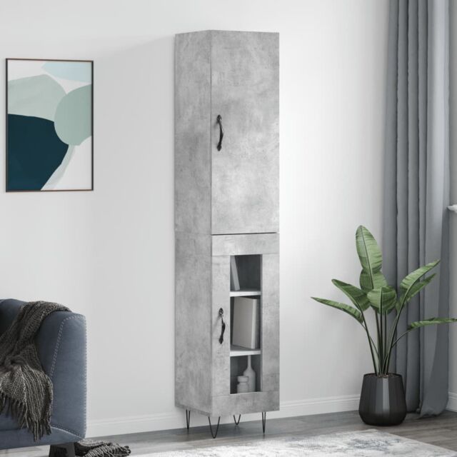 Berkfield Home Highboard Concrete Grey 34.5x34x180 cm Engineered Wood - image 1