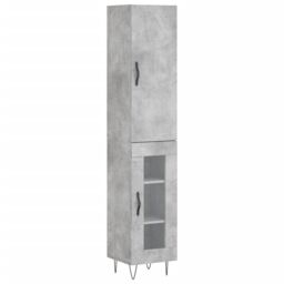 Berkfield Home Highboard Concrete Grey 34.5x34x180 cm Engineered Wood - thumbnail 2