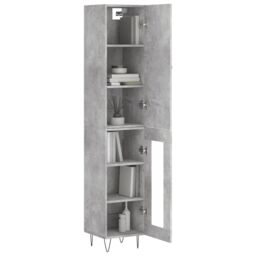 Berkfield Home Highboard Concrete Grey 34.5x34x180 cm Engineered Wood - thumbnail 3