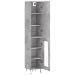 Berkfield Home Highboard Concrete Grey 34.5x34x180 cm Engineered Wood - thumbnail 4