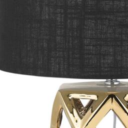Wyld and Coco Table Lamp - Golden Ceramic Base Black Drum Shade in Gold - thumbnail 5