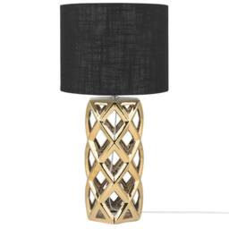 Wyld and Coco Table Lamp - Golden Ceramic Base Black Drum Shade in Gold - thumbnail 4