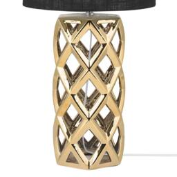 Wyld and Coco Table Lamp - Golden Ceramic Base Black Drum Shade in Gold - thumbnail 8