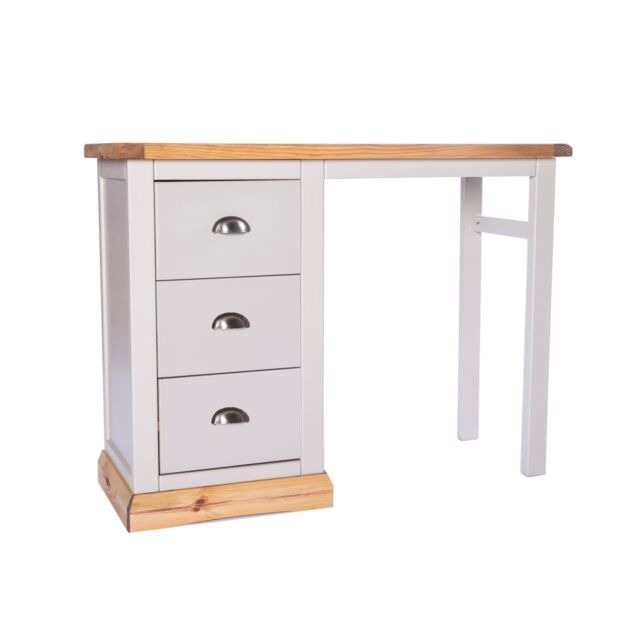 Cabinet Bits Bomporto 3 Drawer Desk - Dressing Table Chrome Cup Handle in Light Grey - image 1