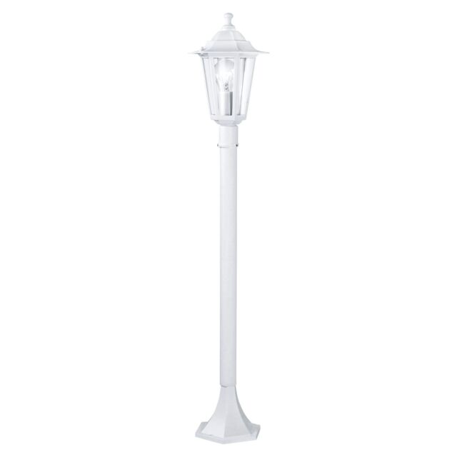Loops IP44 Outdoor Bollard Light White Aluminium Lantern 1 x 60W E27 Bulb Lamp Post - image 1