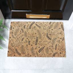 Artsy Mats Black Winter Foliage Coir Doormat (60 x 40cm) in Brown - Size: 40 x 60 cm - thumbnail 1