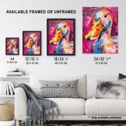Artery8 Aylesbury Duck Portrait Hot Pink Acrylic Painting Framed Art Print - Size: A4 - thumbnail 3