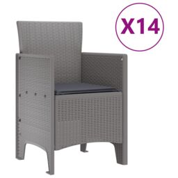 Berkfield Home 15 Piece Garden Dining Set with Cushions Light Grey Poly Rattan - thumbnail 5