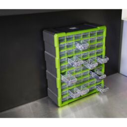 Loops 380 x 160 x 475mm 60 Drawer Parts Cabinet - GREEN - Wall Mounted / Standing Box - thumbnail 3