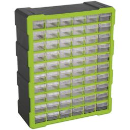Loops 380 x 160 x 475mm 60 Drawer Parts Cabinet - GREEN - Wall Mounted / Standing Box - thumbnail 4