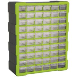 Loops 380 x 160 x 475mm 60 Drawer Parts Cabinet - GREEN - Wall Mounted / Standing Box - thumbnail 1