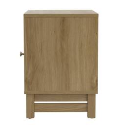 CALICOSY Bedside Table With 1 Door & Rattan Front in Light Brown - thumbnail 8