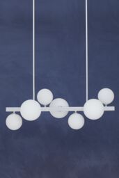 Orsina Chrome 7 Light Pendant Lamp, Mid Century Multi Arm Ceiling Fixture, Industrial & Chrome Pendant Lighting in Silver - thumbnail 2