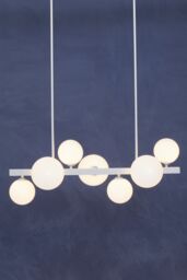 Orsina Chrome 7 Light Pendant Lamp, Mid Century Multi Arm Ceiling Fixture, Industrial & Chrome Pendant Lighting in Silver - thumbnail 3