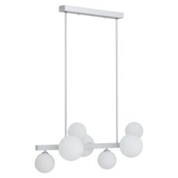 Orsina Chrome 7 Light Pendant Lamp, Mid Century Multi Arm Ceiling Fixture, Industrial & Chrome Pendant Lighting in Silver - thumbnail 4